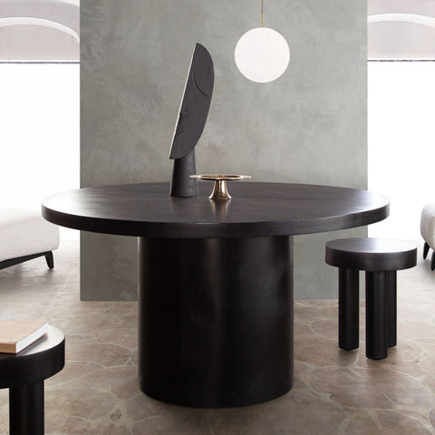 Rune 54" Round Dining Table With Iron Pedestal Base, Black By Diamond Sofa