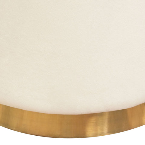 Sorbet Round Accent Ottoman in Cream Velvet Gold Metal Band Accent By Diamond Sofa