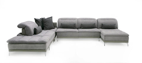David Ferrari Horizon Modern Grey Fabric & Grey Leather U Shaped Sectional Sofa Model VGFTHORIZON-GREY