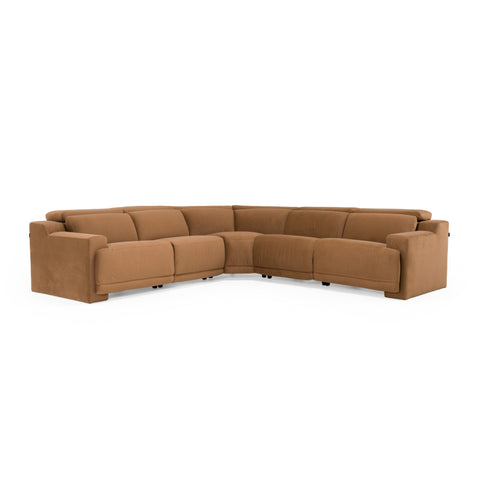 Divani Casa Horton Modern Brown Fabric Sectional With 3 Recliners Model VGKV-KM.6372-BRN
