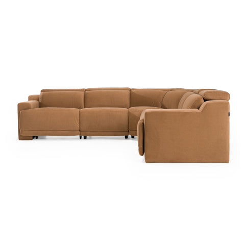 Divani Casa Horton Modern Brown Fabric Sectional With 3 Recliners Model VGKV-KM.6372-BRN