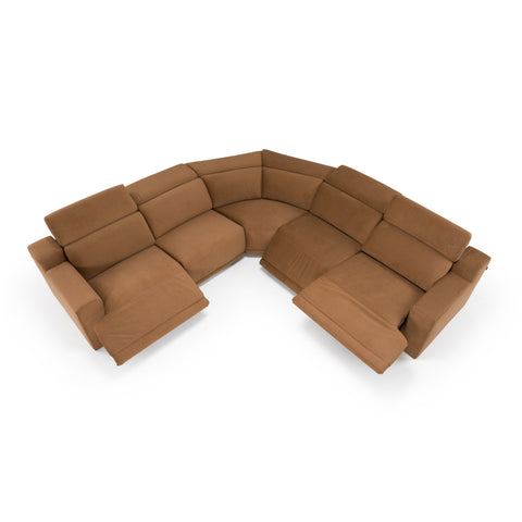 Divani Casa Horton Modern Brown Fabric Sectional With 3 Recliners Model VGKV-KM.6372-BRN