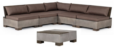 Modrest Delaware Modern Concrete Modular Small Sectional Sofa Set With Square Coffee Table Model VGLB-RIVI-SQR-SET2