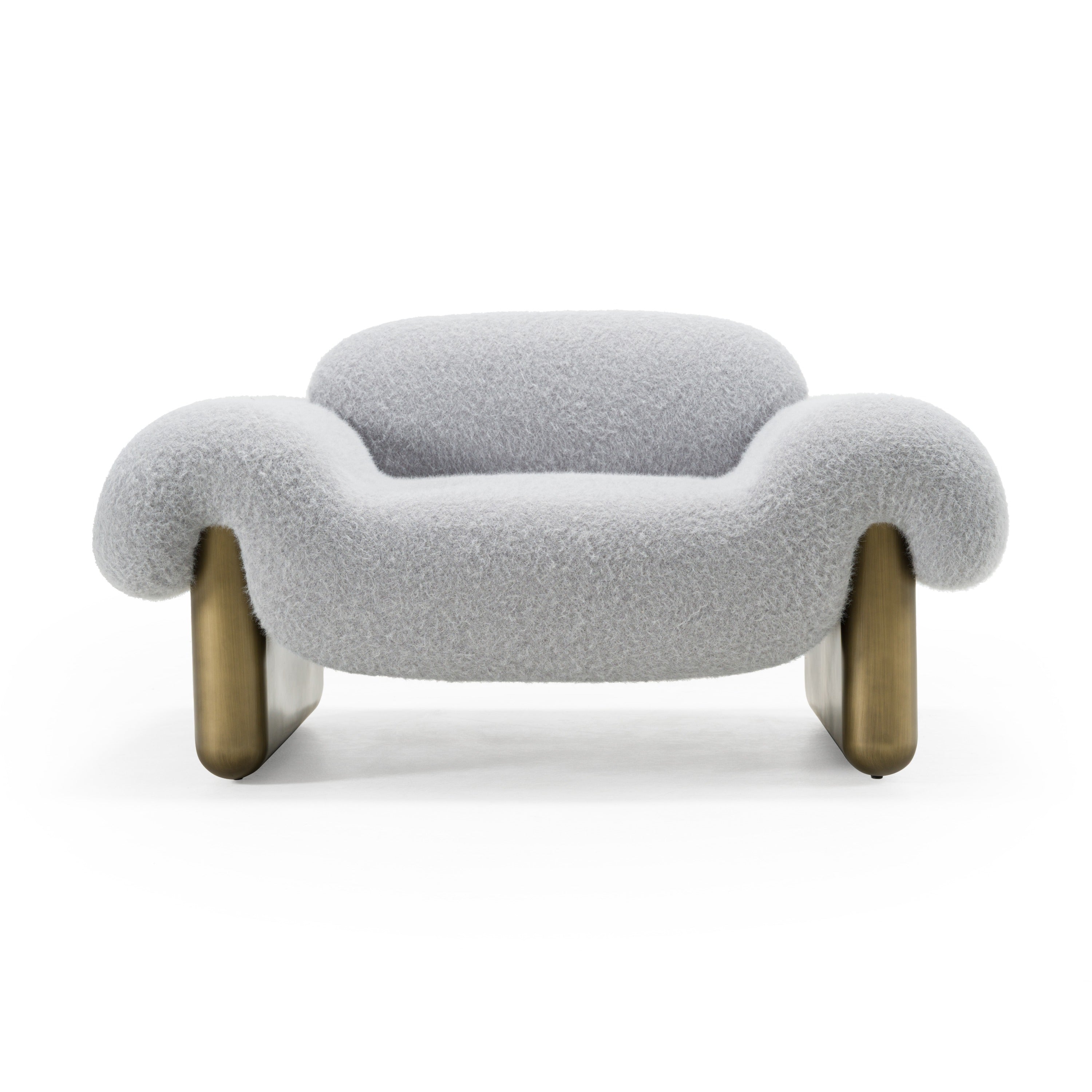 Divani Casa Imagine Contemporary Grey Fabric & Antique Brass Accent Chair Model VGFA-CE2014