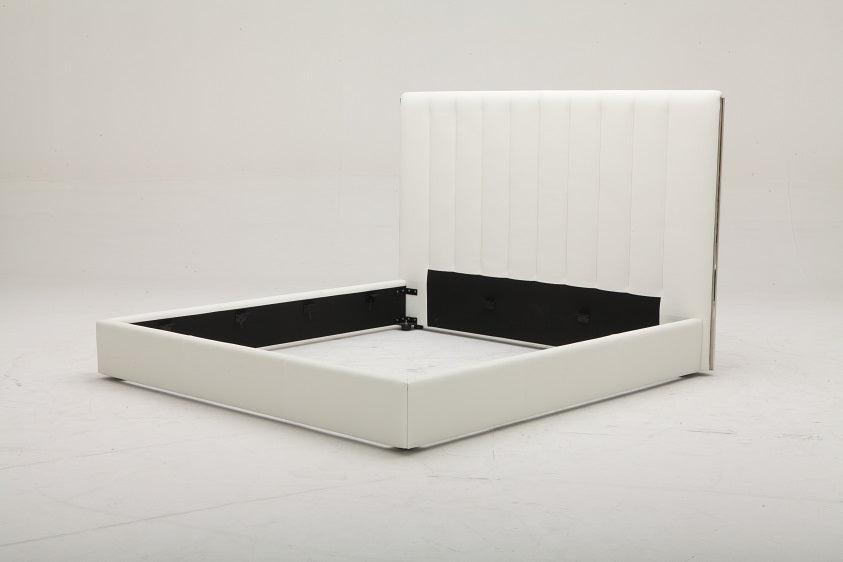 Modrest Valhalla Contemporary White Fabric Queen Bed Model VGKK-KFB1008-WHT-BED-1