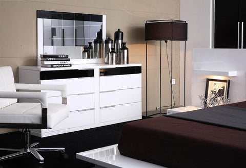 Impera Modern Black And White Lacquer Walk On Platform Bed  Model VGWCIMPERA