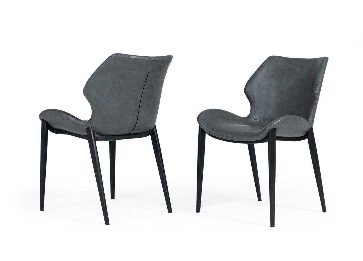 Modrest Instone Industrial Dark Grey Eco Leather Dining Chair (Set of 2) By VIG Furniture