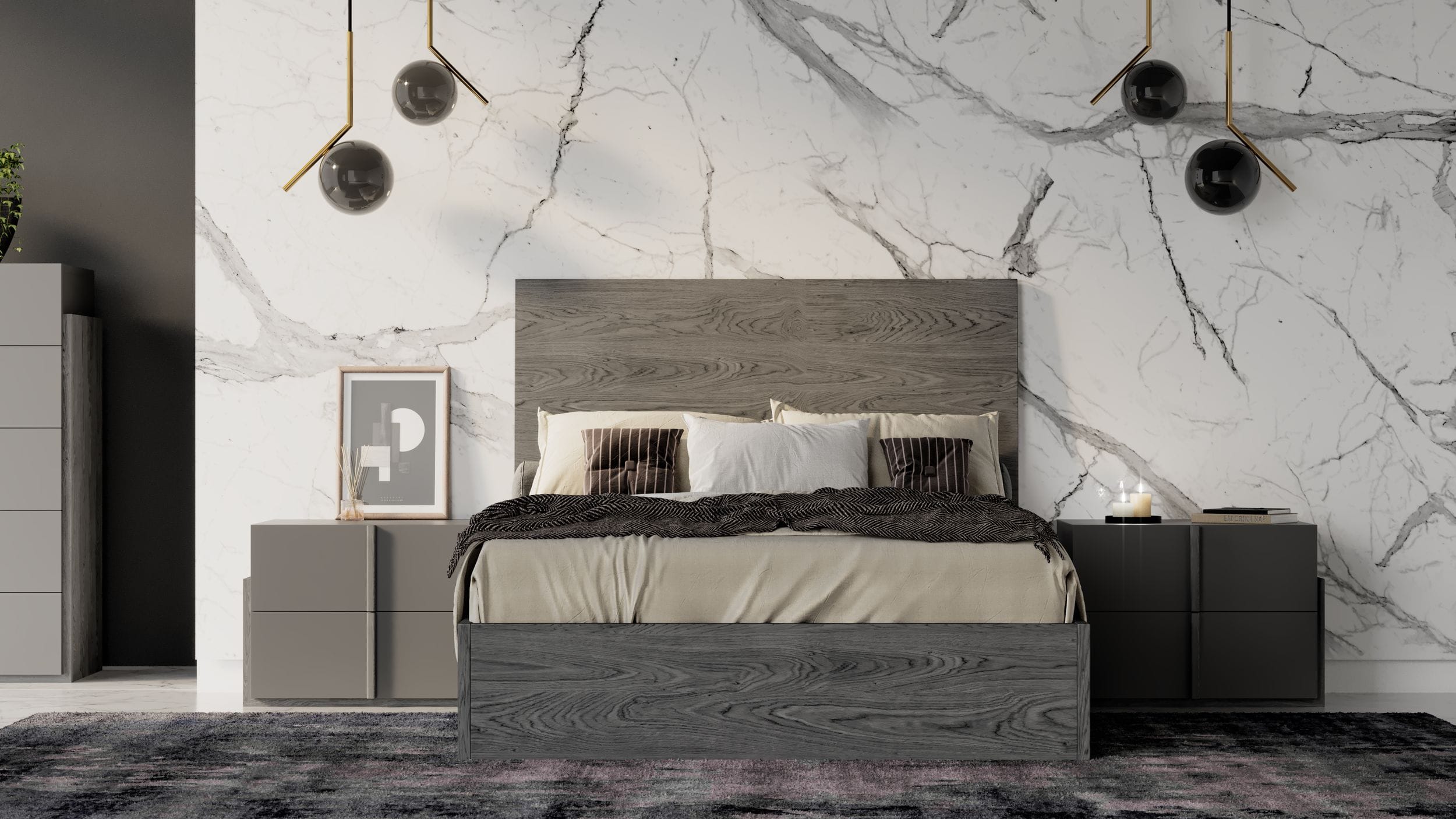 Nova Domus Lucia Full Size Italian Modern Matte Grey  |  Elm Grey Bed Model VGACLUCIA-GRY-BED-FULL
