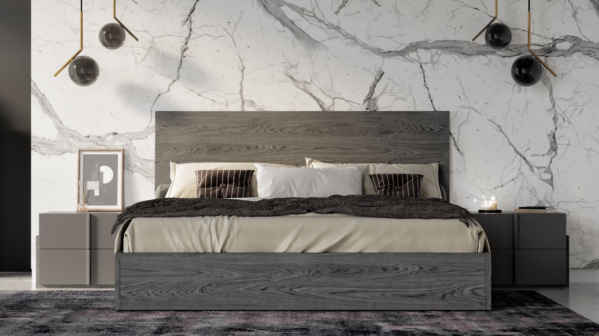 Nova Domus Lucia Italian Modern Matte Grey  |  Elm Grey Bed Model VGACLUCIA-GRY-BED