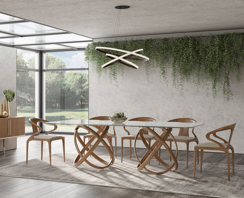 Modrest Mason Modern Glass & Walnut Dining Table Model VGCSDT-16092