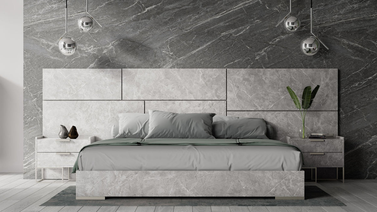 Nova Domus California King Marbella Italian Modern Grey Marble Bed With 2 Nightstands Model VGACMARBELLA-GRY-BED-CK