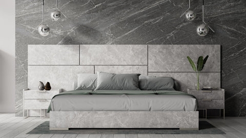 Nova Domus Marbella Italian Modern Grey Marble Bed With 2 Nightstands Model VGACMARBELLA-GRY-BED