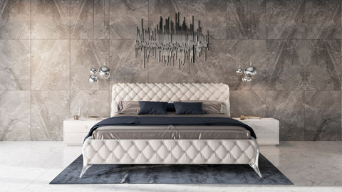 Queen Modrest Legend Modern White Bonded Leather Bed Model VGVCBD8111-WHT-Q