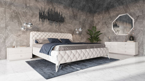 Queen Modrest Legend Modern White Bonded Leather Bed Model VGVCBD8111-WHT-Q