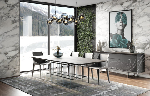 Modrest Inverness Contemporary Black Oak and Acrylic Dining Table
