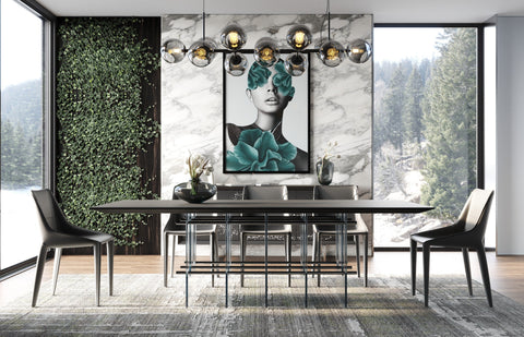 Modrest Inverness Contemporary Black Oak and Acrylic Dining Table