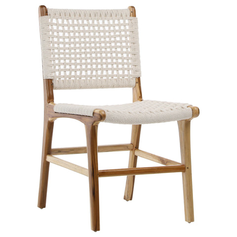Diaz Natural White Rope with Natural Stain Teak Frame Dining Chair