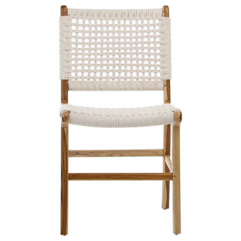 Diaz Natural White Rope with Natural Stain Teak Frame Dining Chair