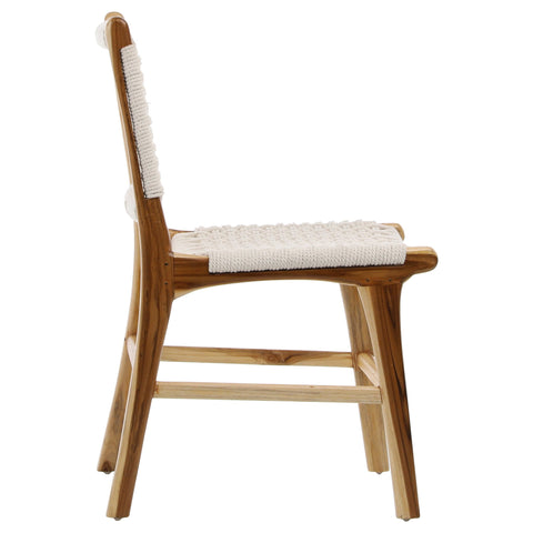 Diaz Natural White Rope with Natural Stain Teak Frame Dining Chair