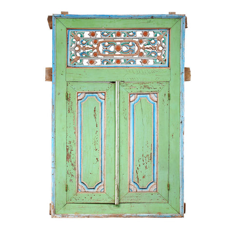 Antique Distressed Painted Finish Window On Frame