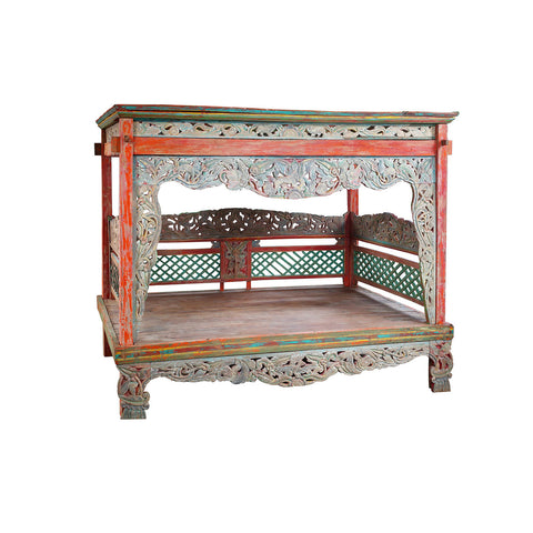 Old Distressed Painted, Sealed And Waxed Finish Madura Bed