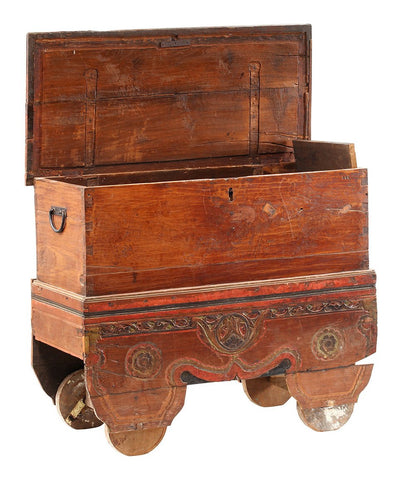 Old Distressed Painted And Waxed Finish Gerobog Trunk