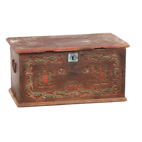 Antique Distressed Painted and Waxed Finish Trunk Box