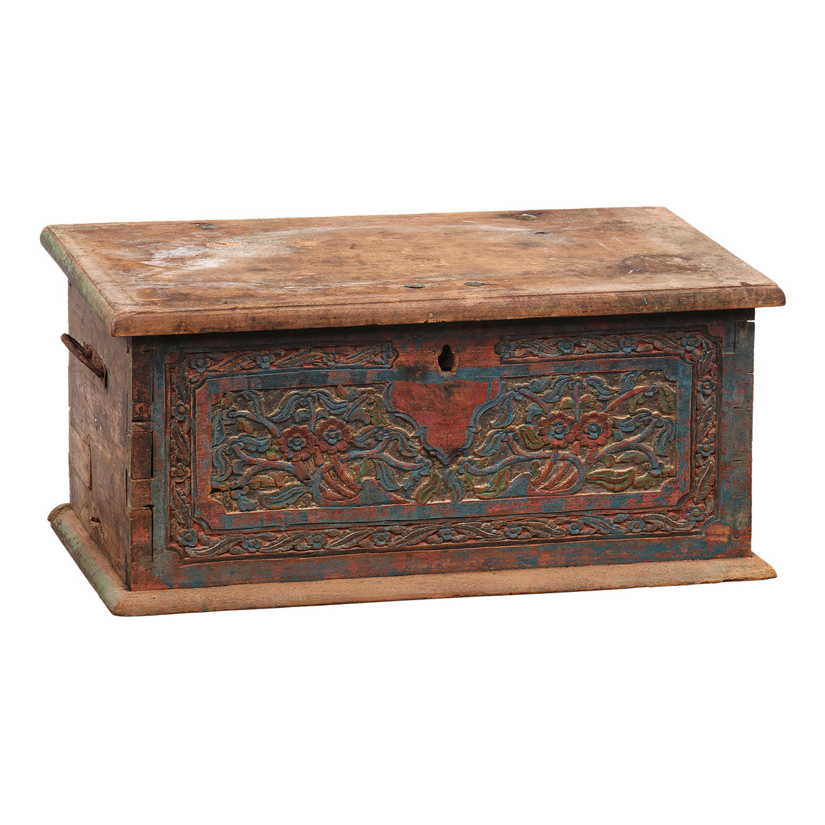 Antique Distressed Painted and Waxed Finish Trunk Box