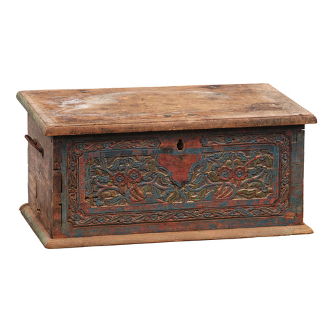 Antique Distressed Painted and Waxed Finish Trunk Box