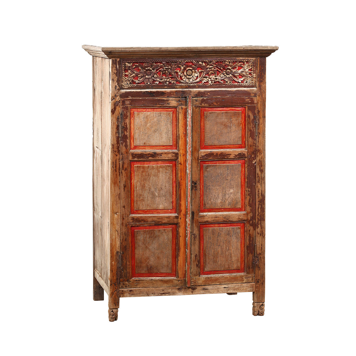 Antique Distressed Painted and Waxed Finish Money Cabinet
