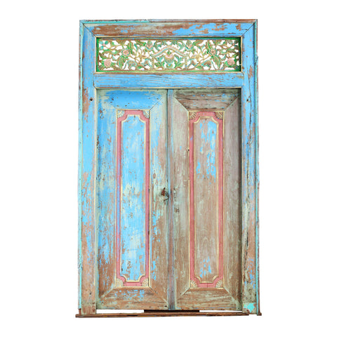 Antique Original Distressed Paint and Waxed Finish Madura Door
