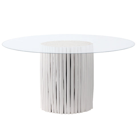 Bertin White Stain Finish Round Dining Table
