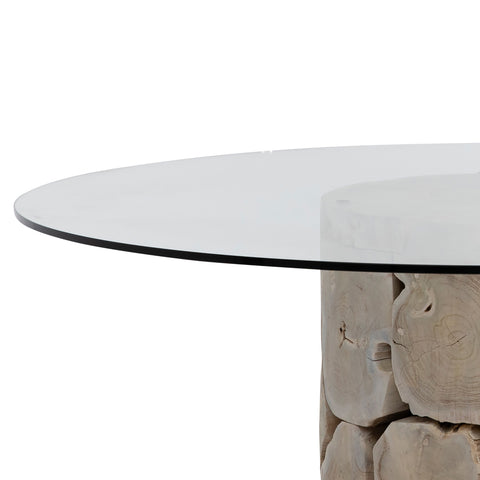 Briar Bleached Teak Finish Round Dining Table