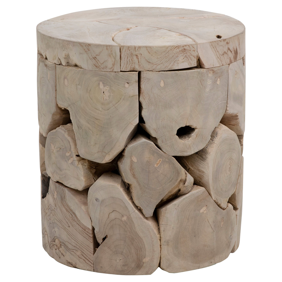 Briar Bleached Teak Finish Round Side Table