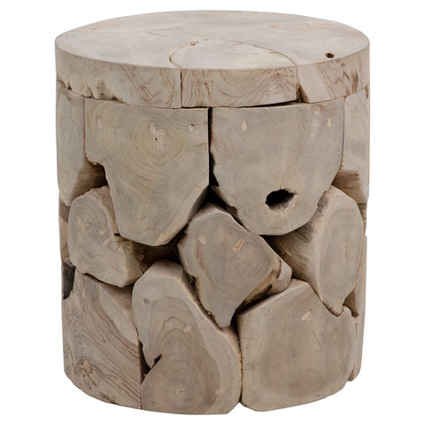 Briar Bleached Teak Finish Round Side Table