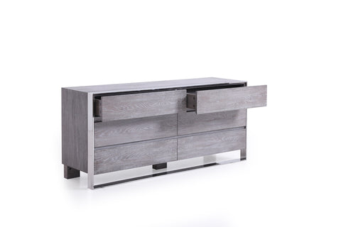 Modrest Arlene Modern Grey Elm & Stainless Steel Bedroom Set Model VGVCBD008A-SET