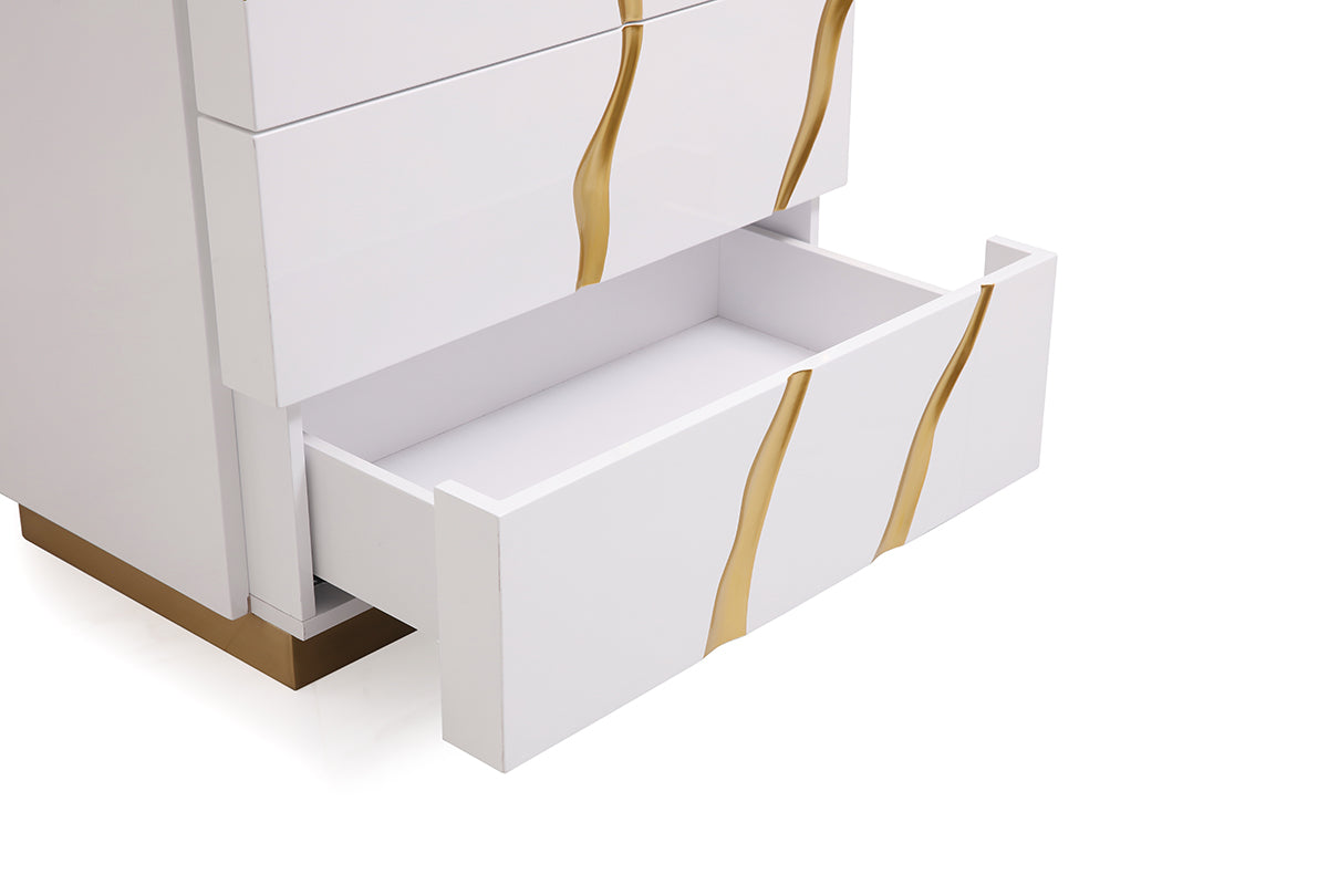 Modrest Aspen Modern White & Gold Chest Model VGVCJ1801-5H-WHT
