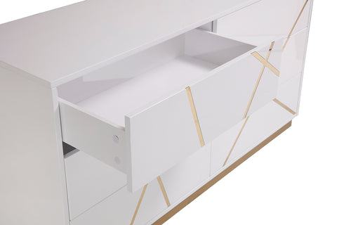 Modrest Nixa Modern Wide White And Gold Dresser Model VGVCJ1909-D-WHT-1-W