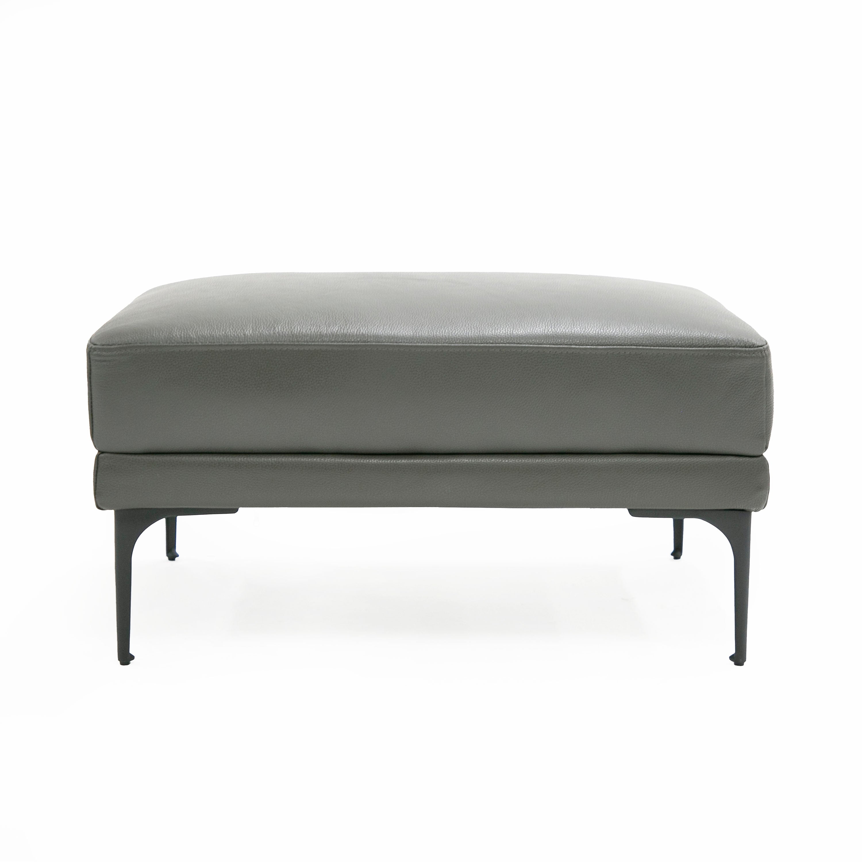 Divani Casa Jacoba Modern Dark Grey Leather Rectangular Ottoman Model VGKK-KF-2620-ROT-DKG