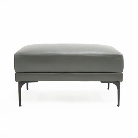Divani Casa Jacoba Modern Dark Grey Leather Rectangular Ottoman Model VGKK-KF-2620-ROT-DKG