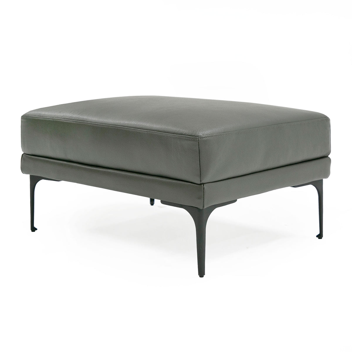 Divani Casa Jacoba Modern Dark Grey Leather Rectangular Ottoman Model VGKK-KF-2620-ROT-DKG