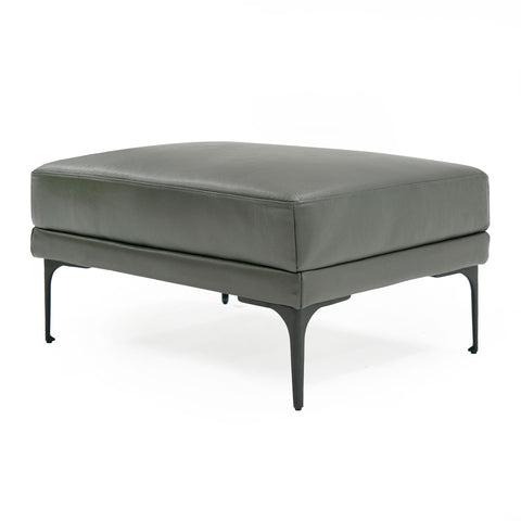 Divani Casa Jacoba Modern Dark Grey Leather Rectangular Ottoman Model VGKK-KF-2620-ROT-DKG
