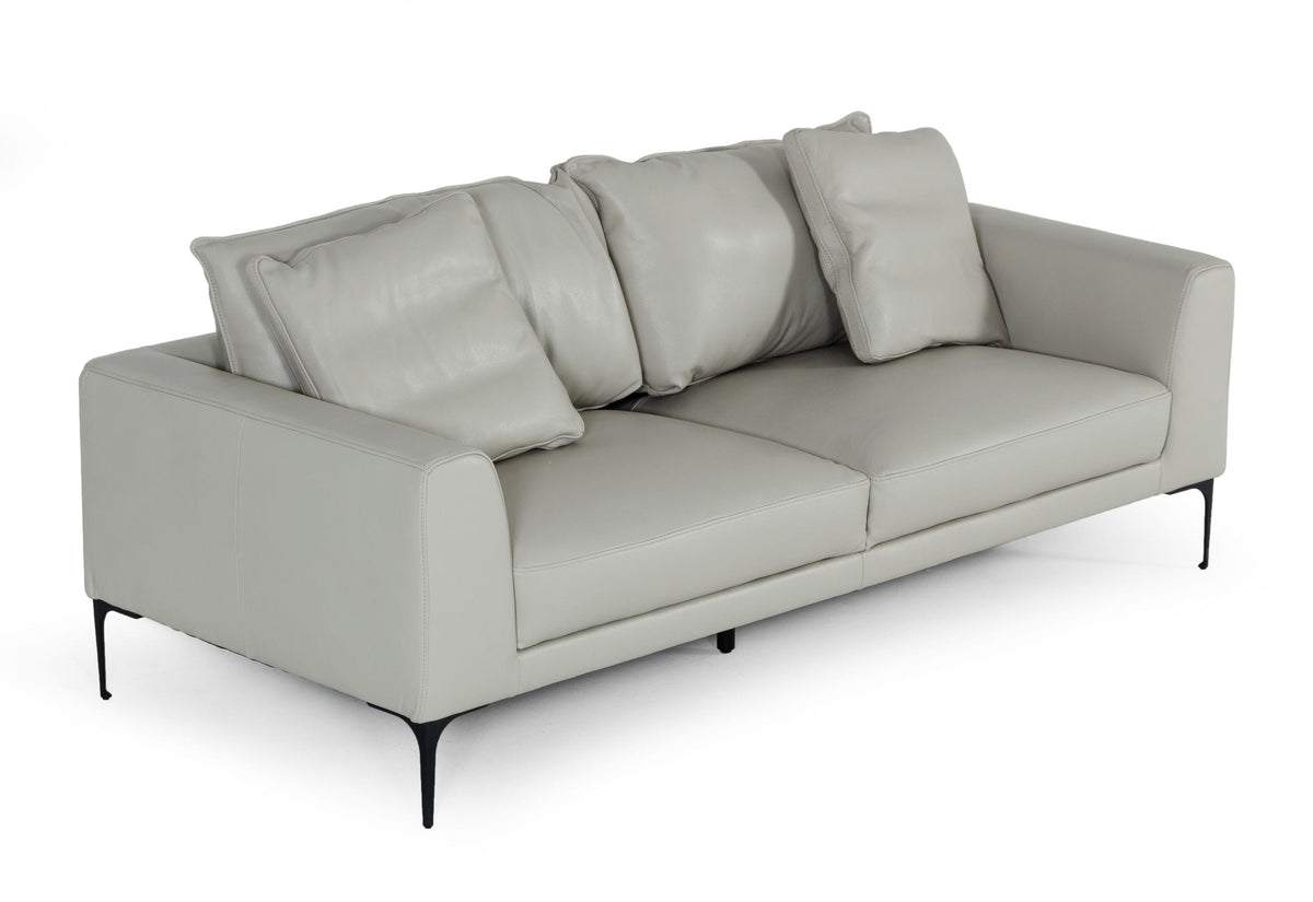 Divani Casa Jacoba Modern Light Grey Leather Sofa Model VGKKKF2620-GRY-3
