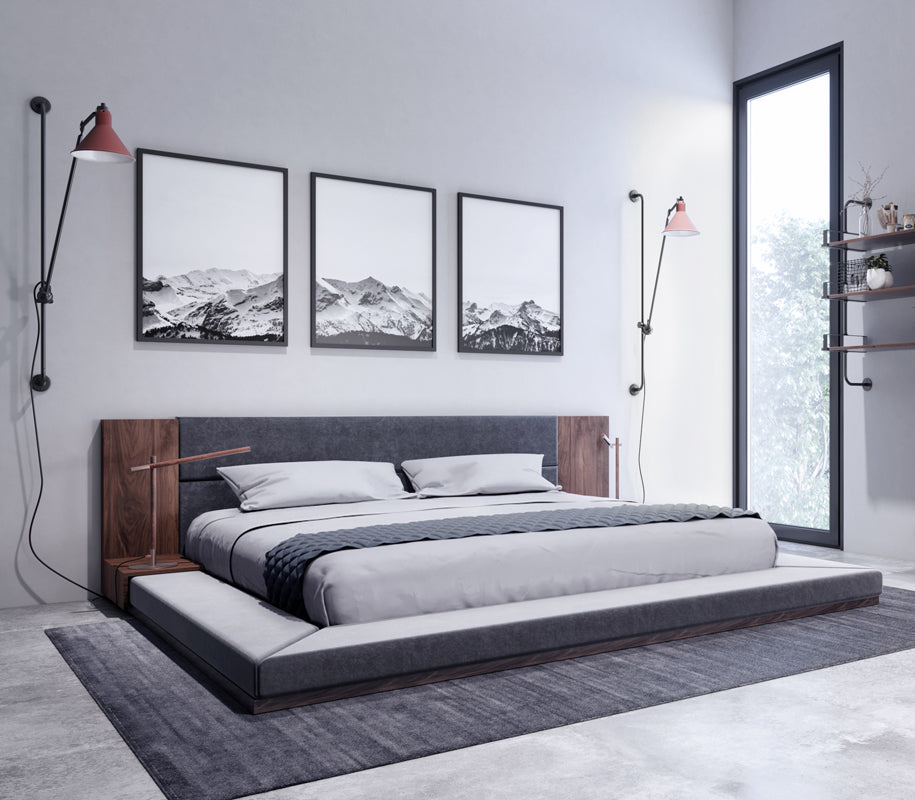 Eastern King Nova Domus Jagger Modern Dark Grey & Walnut Bed Model VGMABR-55-BED-EK
