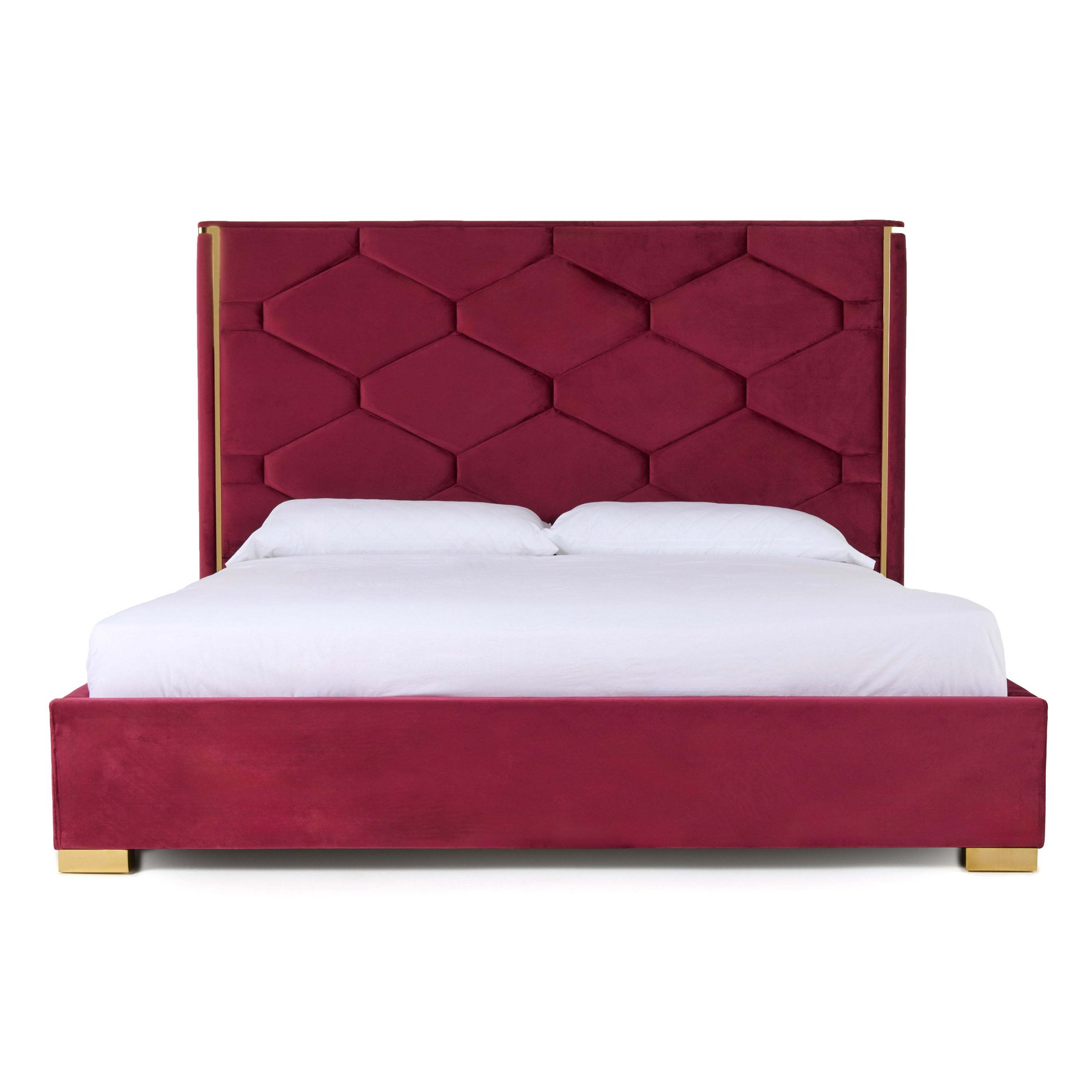 Modrest Janet Modern Red Velvet & Gold Bed Model VGVC-BD1820-BED