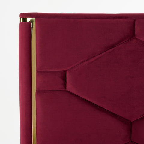 Queen Modrest Janet Modern Red Velvet & Gold Bed Model VGVC-BD1820-BED-Q