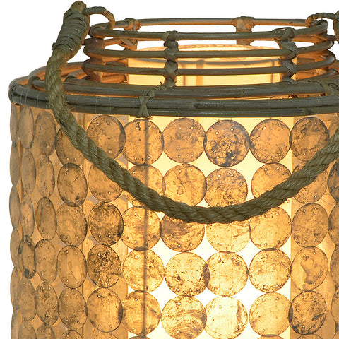 Mobias Clear Iridescent Finish and Natural Rattan Table Lamp