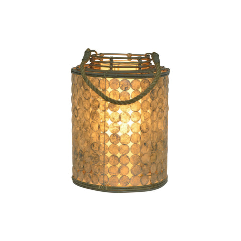 Mobias Clear Iridescent Finish and Natural Rattan Table Lamp