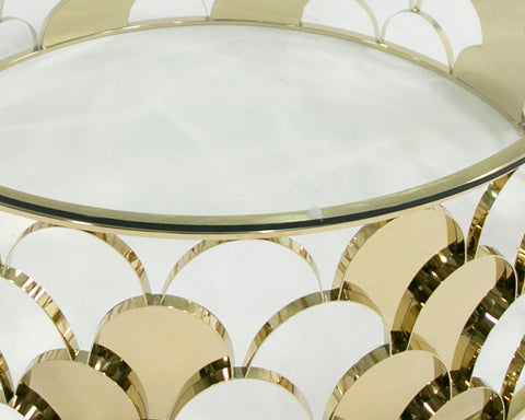 Modrest Javier Modern Glass & Gold Round Coffee Table Model VGVCCT088