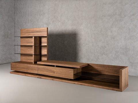 Modrest Jefferson Mid Century Modern Reversible Walnut Entertainment Center Model VGBB662N-WALGRY